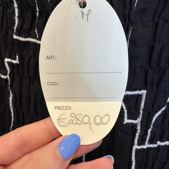 New with Tags Casa Mastro Black White Strapless Jumpsuit Sz Medium Linen Italy - Picture 5 of 8